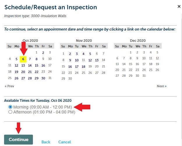 Inspection Scheduling: Date/Time Request