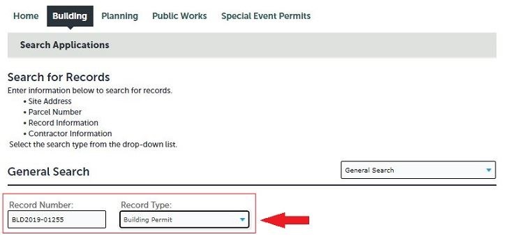 Inspection Scheduling: Record Search