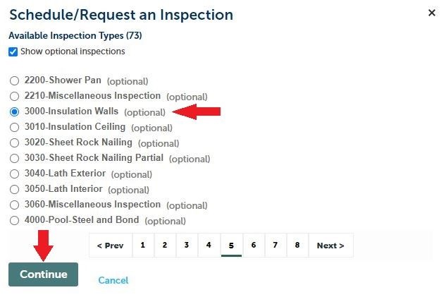 Inspection Scheduling: Type Request