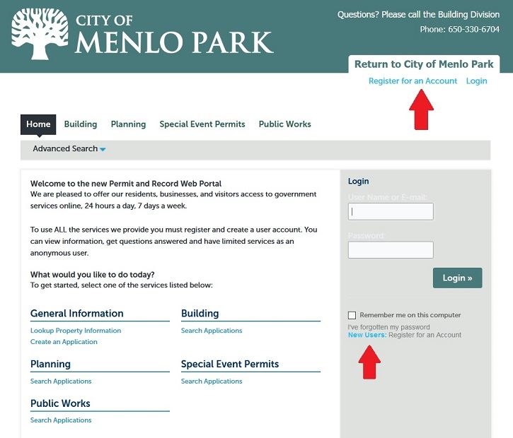 Screenshot of ACA site registration links