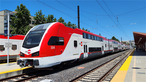 Red CalTrain train