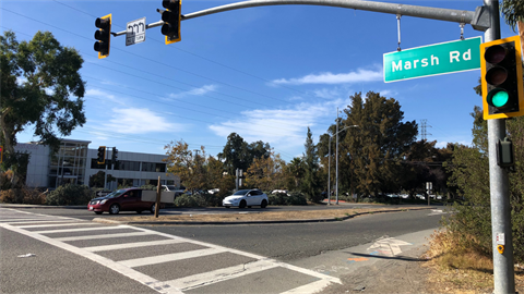 Marsh road crosswalk and intersection