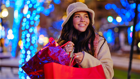 Young woman holiday shopping