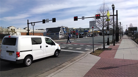 Van at stoplight