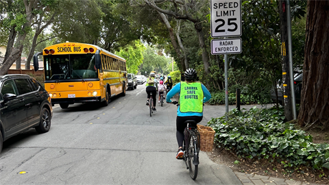 Riding bikes in school zone