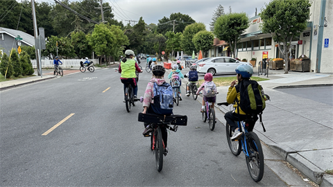 Students on bikes