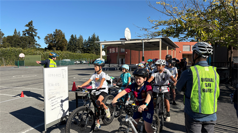 Students on bikes