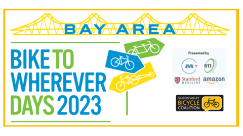 Bike to Wherever Days 2023 Graphic with bikes and golden gate bride