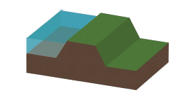 Graphic of earthen embankment levee