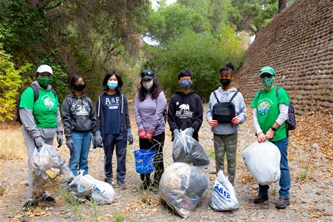 Volunteers on Coastal Cleanup Day at San Francisquito Creek